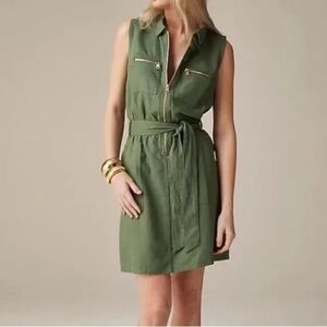 J Crew zip front linen blend dress size 18